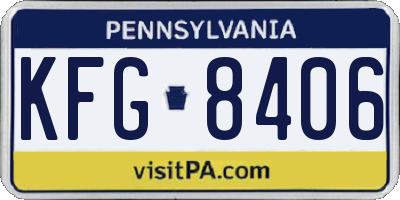 PA license plate KFG8406