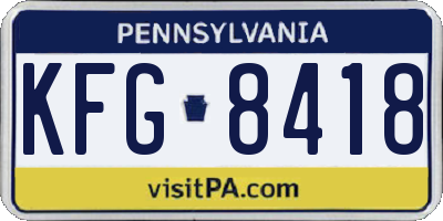 PA license plate KFG8418