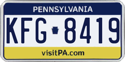 PA license plate KFG8419