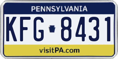 PA license plate KFG8431