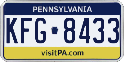 PA license plate KFG8433
