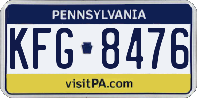 PA license plate KFG8476