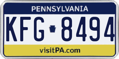 PA license plate KFG8494