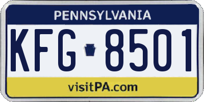 PA license plate KFG8501