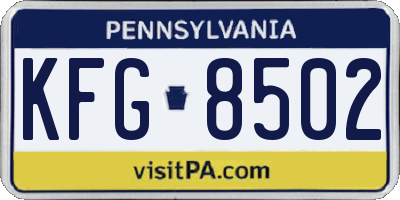 PA license plate KFG8502