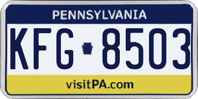 PA license plate KFG8503