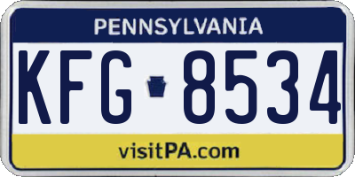 PA license plate KFG8534