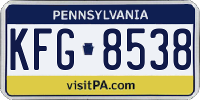 PA license plate KFG8538