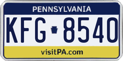 PA license plate KFG8540