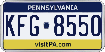 PA license plate KFG8550
