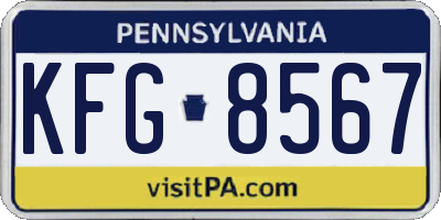 PA license plate KFG8567