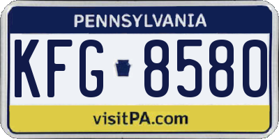 PA license plate KFG8580
