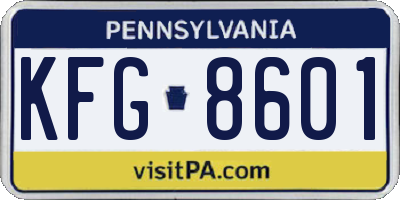 PA license plate KFG8601