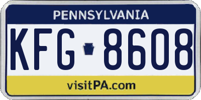 PA license plate KFG8608