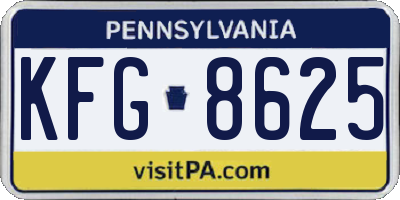 PA license plate KFG8625