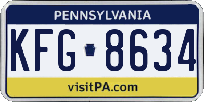 PA license plate KFG8634