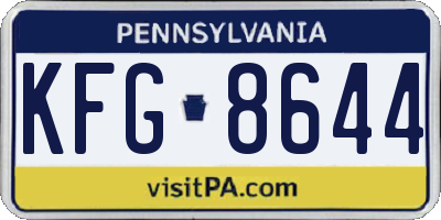 PA license plate KFG8644