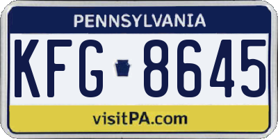 PA license plate KFG8645