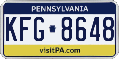 PA license plate KFG8648