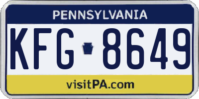 PA license plate KFG8649