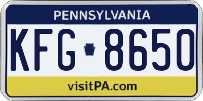 PA license plate KFG8650
