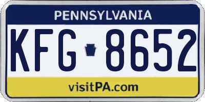 PA license plate KFG8652
