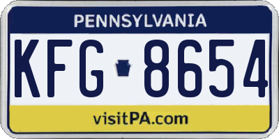 PA license plate KFG8654