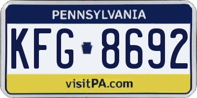 PA license plate KFG8692