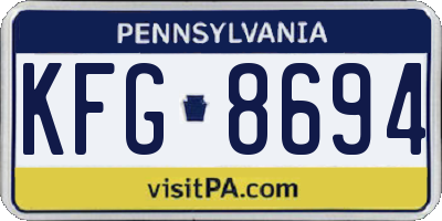PA license plate KFG8694