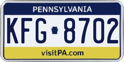 PA license plate KFG8702