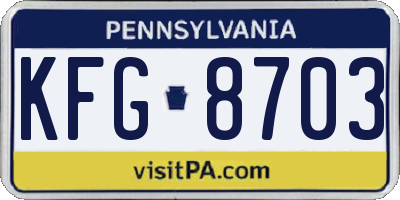 PA license plate KFG8703