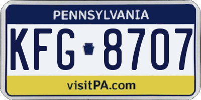 PA license plate KFG8707