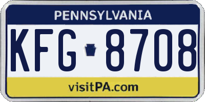 PA license plate KFG8708