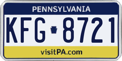 PA license plate KFG8721
