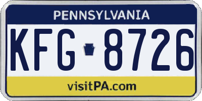 PA license plate KFG8726