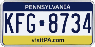 PA license plate KFG8734