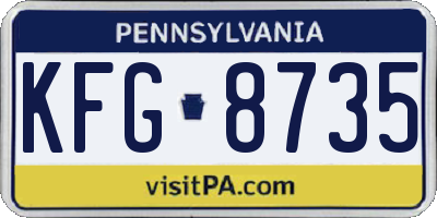PA license plate KFG8735