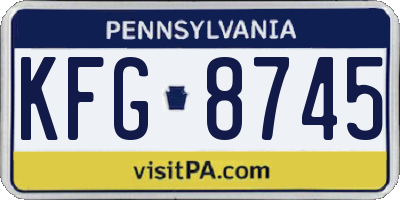 PA license plate KFG8745