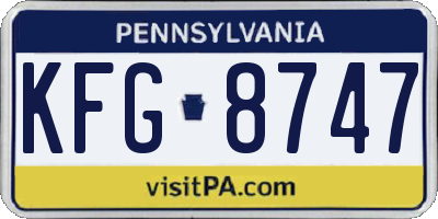 PA license plate KFG8747