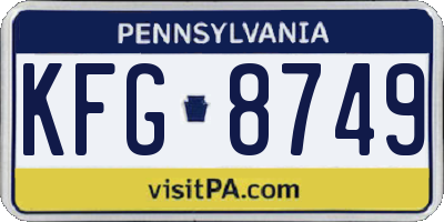 PA license plate KFG8749