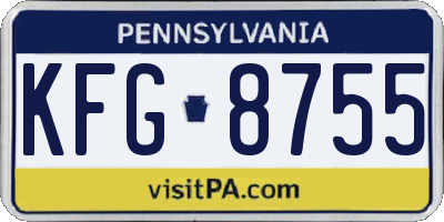 PA license plate KFG8755