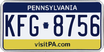 PA license plate KFG8756