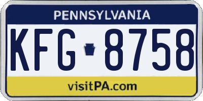 PA license plate KFG8758