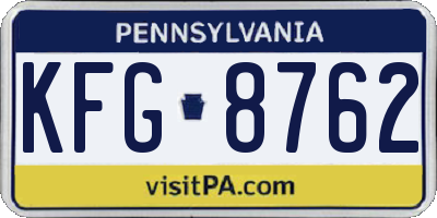 PA license plate KFG8762