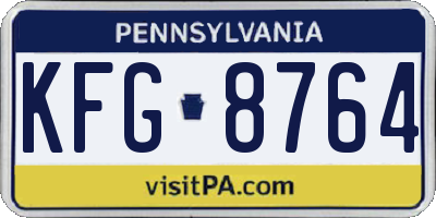 PA license plate KFG8764