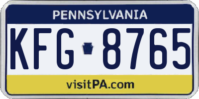 PA license plate KFG8765