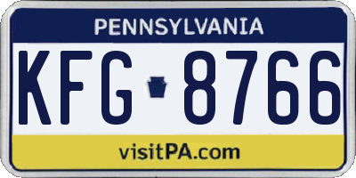 PA license plate KFG8766