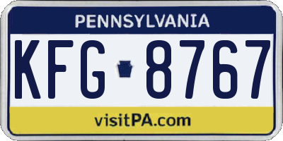 PA license plate KFG8767
