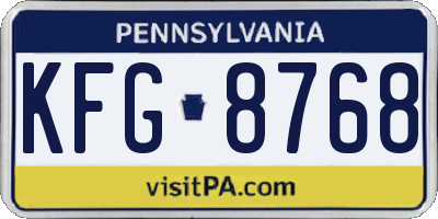 PA license plate KFG8768