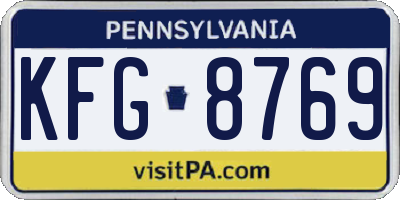 PA license plate KFG8769